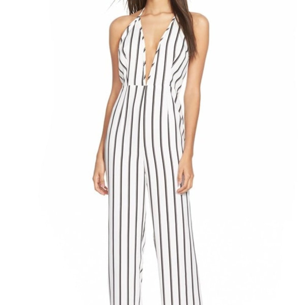 NET Missguided - Size 6 - Black and White Stripe Jumpsuit